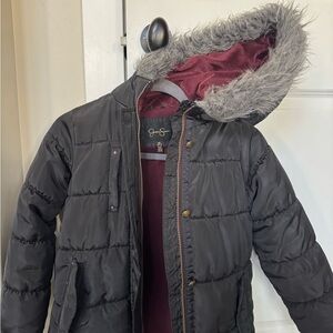 Jessica Simpson Black Puffer Jacket with Faux Fur Hood